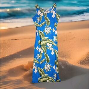 Tropical Blue Floral Maxi Dress